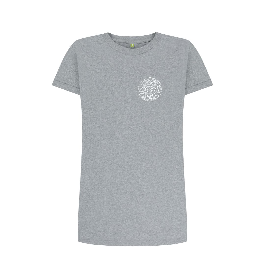 Athletic Grey Women's T-shirt Dress Fritton Lake (White chest logo)