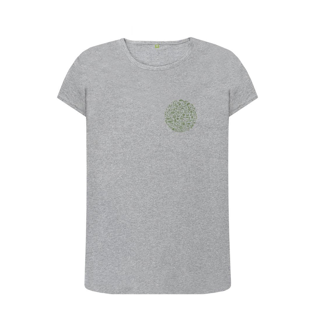 Athletic Grey Women's T-shirt Fritton Lake Chest Logo (Green)