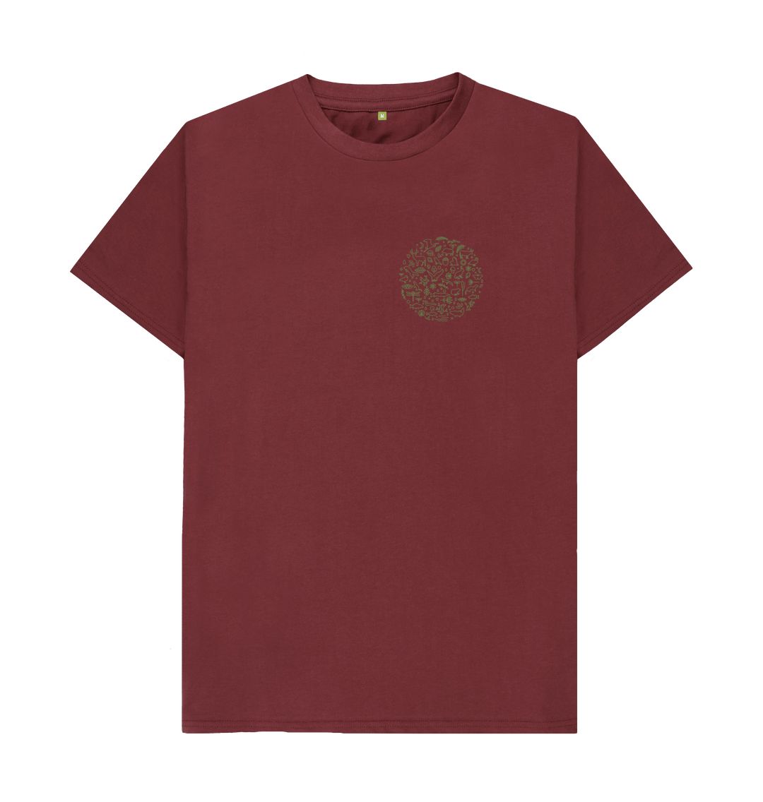 Red Wine Men's T-shirt Fritton Lake Chest Logo (Green)