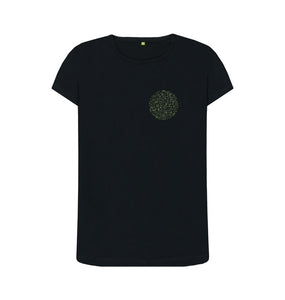 Black Women's T-shirt Fritton Lake Chest Logo (Green)