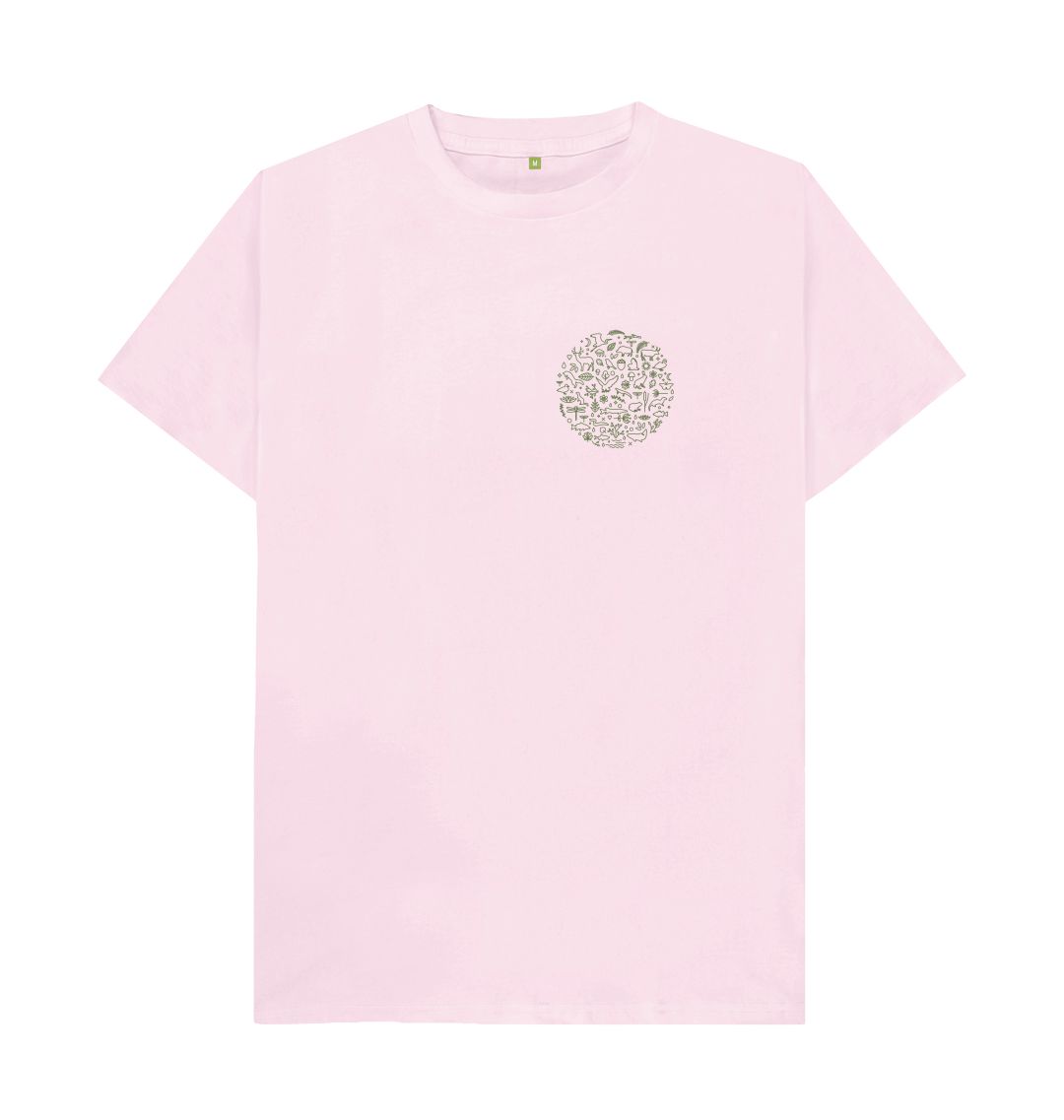 Pink Men's T-shirt Fritton Lake Chest Logo (Green)