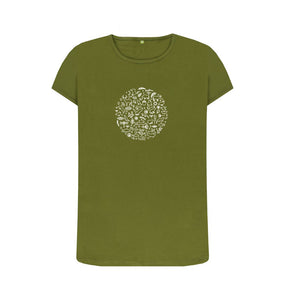 Moss Green Women's T-Shirt Fritton Lake Logo (White)